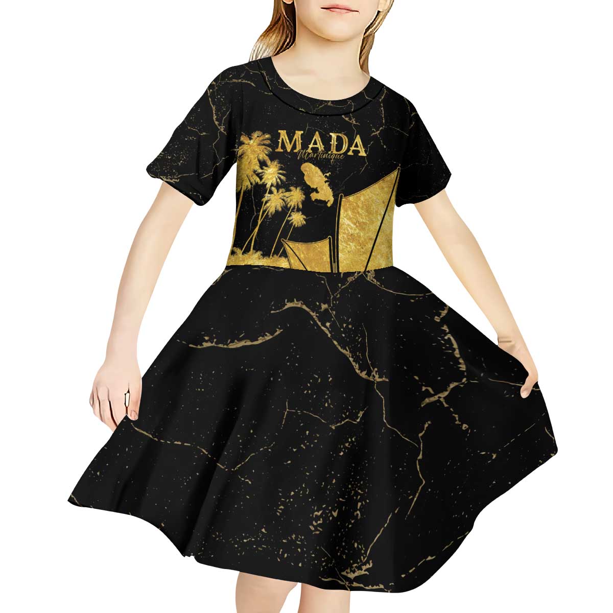 Mada Martinique Kid Short Sleeve Dress Martinique Yole Gold