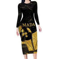 Mada Martinique Long Sleeve Bodycon Dress Martinique Yole Gold