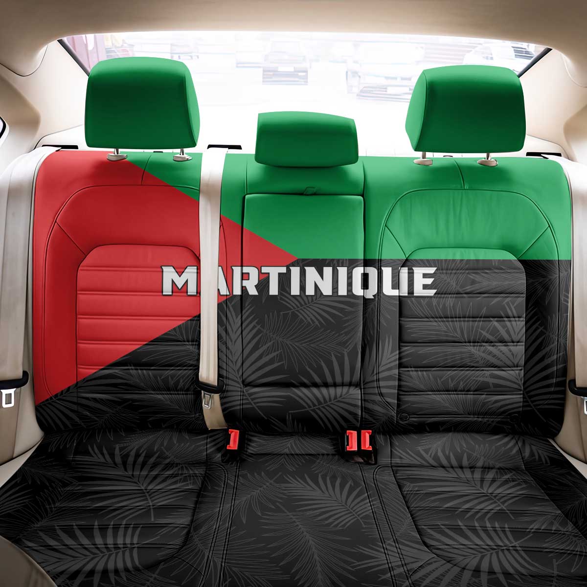 Martinique Back Car Seat Cover Simple Style With Palm Leaf Pattern