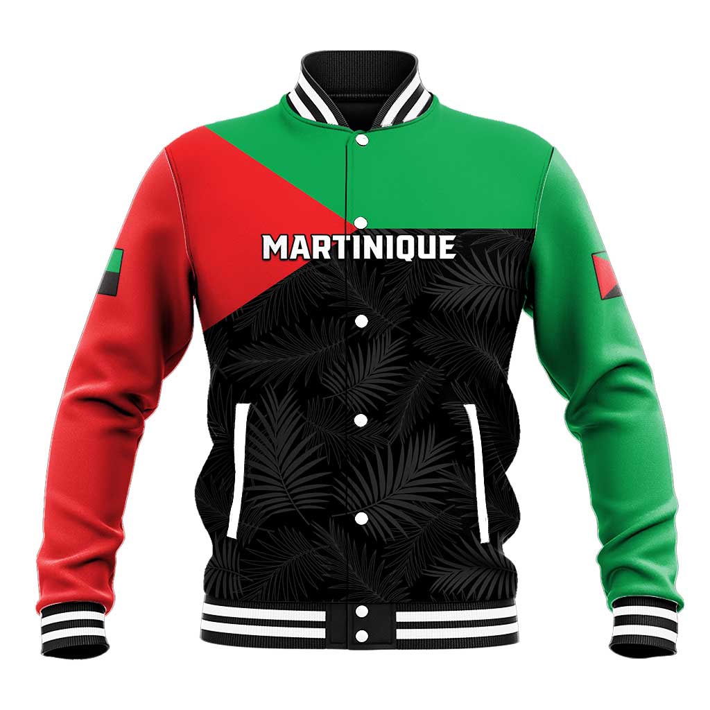 Personalized Martinique Baseball Jacket Simple Style With Palm Leaf Pattern
