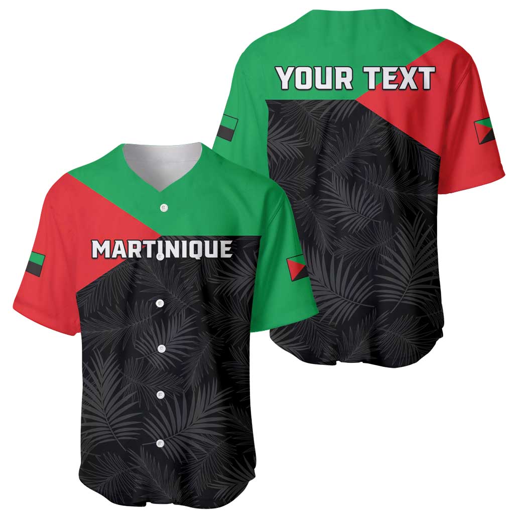 Personalized Martinique Baseball Jersey Simple Style With Palm Leaf Pattern