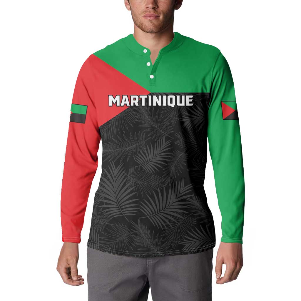 Personalized Martinique Button Sweatshirt Simple Style With Palm Leaf Pattern