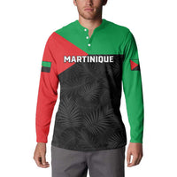 Personalized Martinique Button Sweatshirt Simple Style With Palm Leaf Pattern