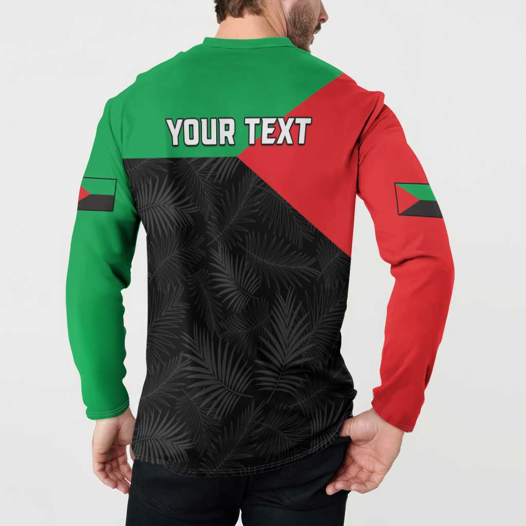 Personalized Martinique Button Sweatshirt Simple Style With Palm Leaf Pattern