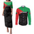 Personalized Martinique Couples Matching Puletasi and Long Sleeve Button Shirt Simple Style With Palm Leaf Pattern