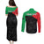 Personalized Martinique Couples Matching Puletasi and Long Sleeve Button Shirt Simple Style With Palm Leaf Pattern