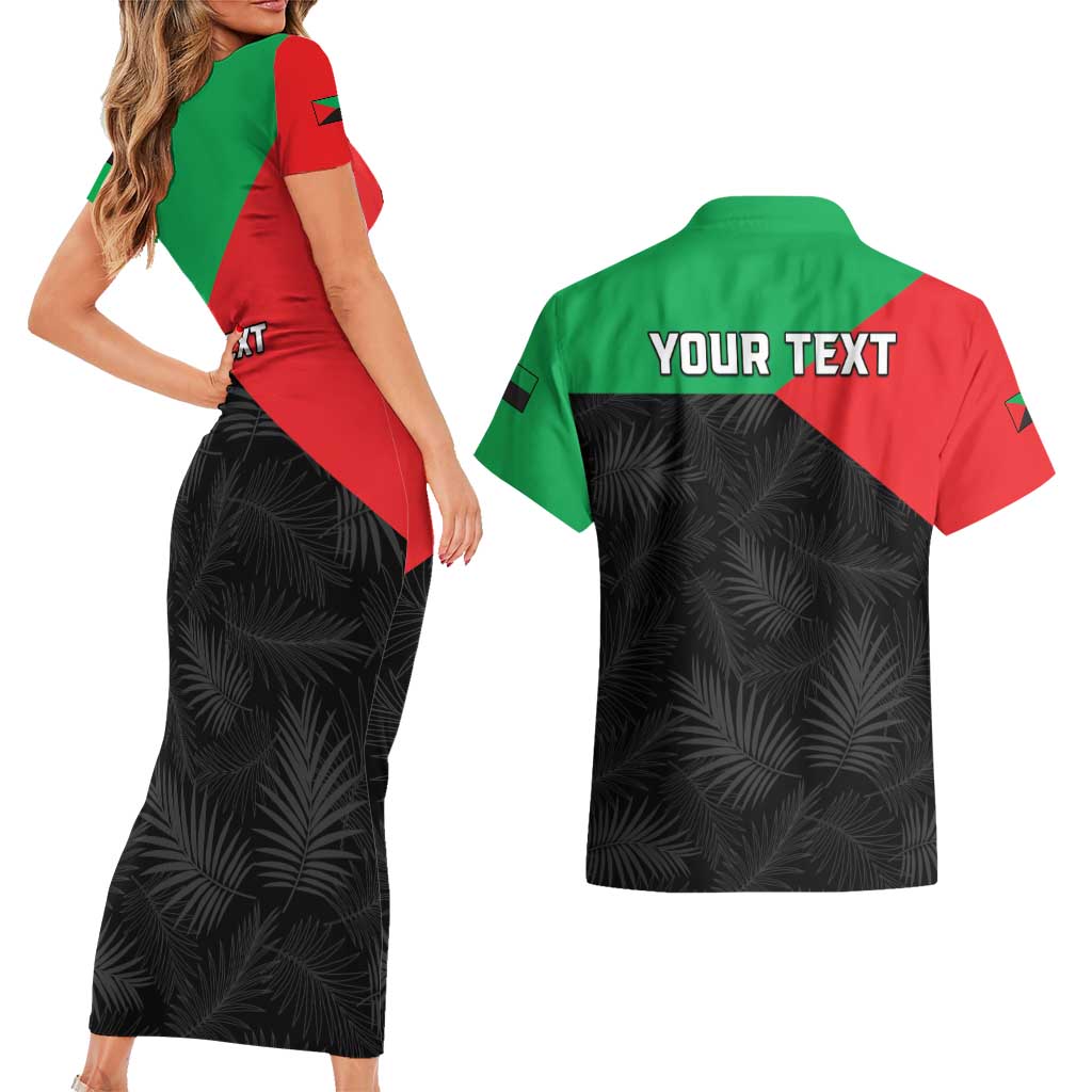Personalized Martinique Couples Matching Short Sleeve Bodycon Dress and Hawaiian Shirt Simple Style With Palm Leaf Pattern
