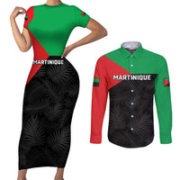 Personalized Martinique Couples Matching Short Sleeve Bodycon Dress and Long Sleeve Button Shirt Simple Style With Palm Leaf Pattern