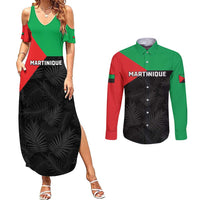 Personalized Martinique Couples Matching Summer Maxi Dress and Long Sleeve Button Shirt Simple Style With Palm Leaf Pattern