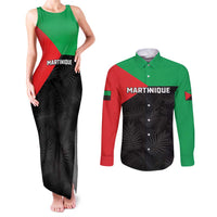 Personalized Martinique Couples Matching Tank Maxi Dress and Long Sleeve Button Shirt Simple Style With Palm Leaf Pattern