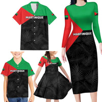 Personalized Martinique Family Matching Long Sleeve Bodycon Dress and Hawaiian Shirt Simple Style With Palm Leaf Pattern