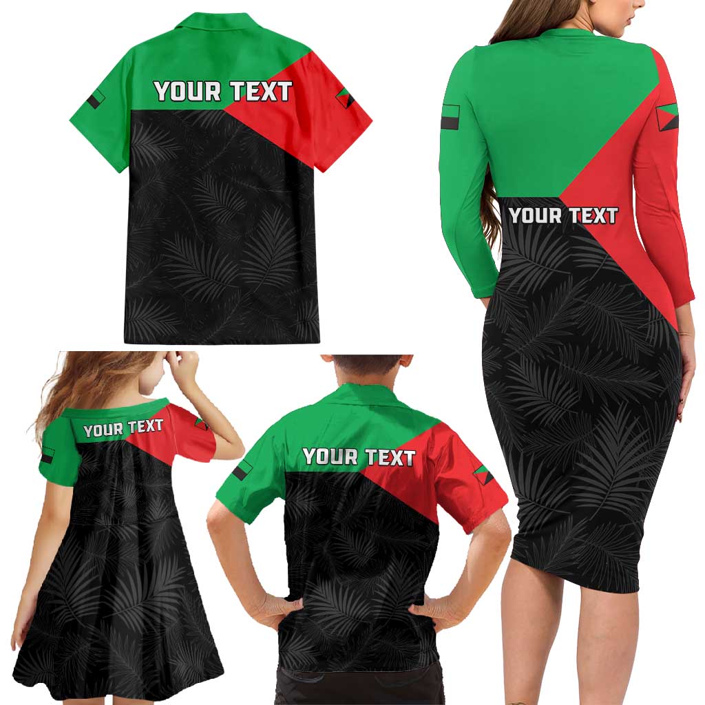 Personalized Martinique Family Matching Long Sleeve Bodycon Dress and Hawaiian Shirt Simple Style With Palm Leaf Pattern