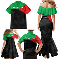 Personalized Martinique Family Matching Mermaid Dress and Hawaiian Shirt Simple Style With Palm Leaf Pattern