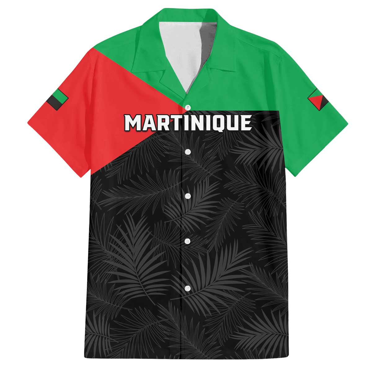 Personalized Martinique Family Matching Off The Shoulder Long Sleeve Dress and Hawaiian Shirt Simple Style With Palm Leaf Pattern