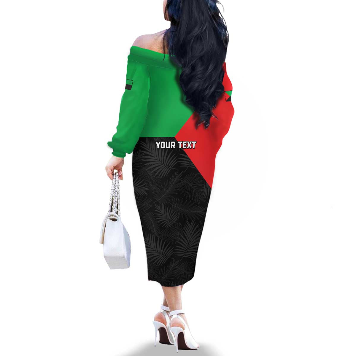 Personalized Martinique Family Matching Off The Shoulder Long Sleeve Dress and Hawaiian Shirt Simple Style With Palm Leaf Pattern