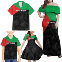 Personalized Martinique Family Matching Off Shoulder Maxi Dress and Hawaiian Shirt Simple Style With Palm Leaf Pattern