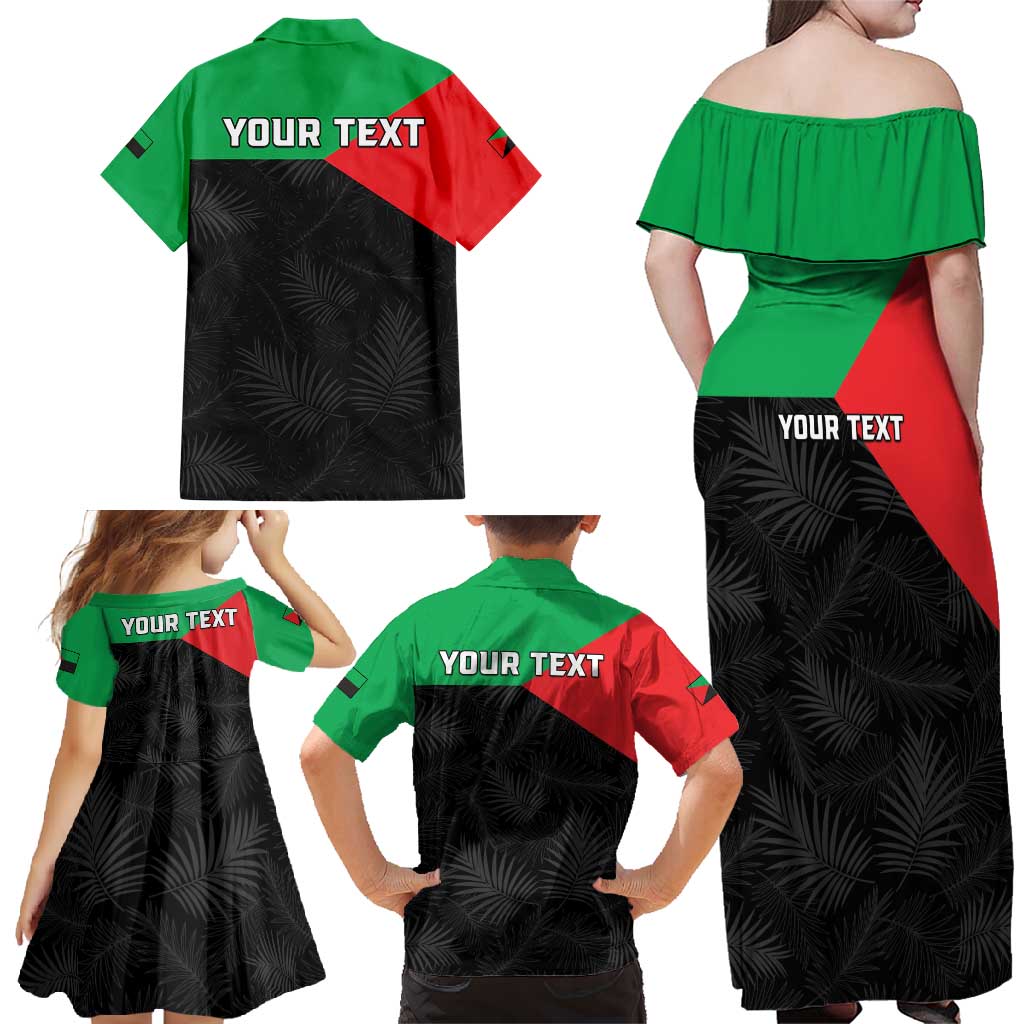 Personalized Martinique Family Matching Off Shoulder Maxi Dress and Hawaiian Shirt Simple Style With Palm Leaf Pattern