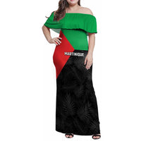 Personalized Martinique Family Matching Off Shoulder Maxi Dress and Hawaiian Shirt Simple Style With Palm Leaf Pattern