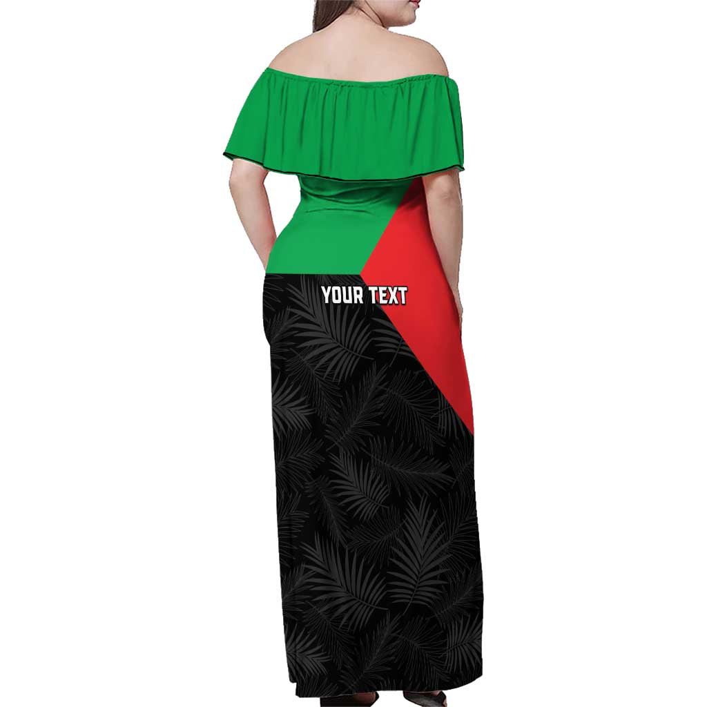 Personalized Martinique Family Matching Off Shoulder Maxi Dress and Hawaiian Shirt Simple Style With Palm Leaf Pattern