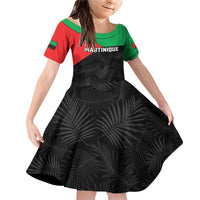 Personalized Martinique Family Matching Off Shoulder Short Dress and Hawaiian Shirt Simple Style With Palm Leaf Pattern