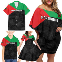 Personalized Martinique Family Matching Off Shoulder Short Dress and Hawaiian Shirt Simple Style With Palm Leaf Pattern