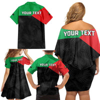 Personalized Martinique Family Matching Off Shoulder Short Dress and Hawaiian Shirt Simple Style With Palm Leaf Pattern