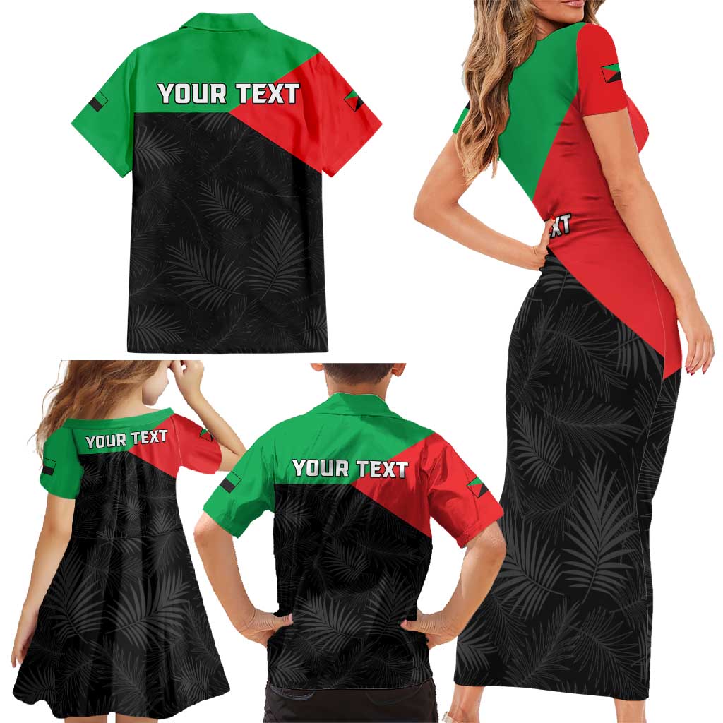 Personalized Martinique Family Matching Short Sleeve Bodycon Dress and Hawaiian Shirt Simple Style With Palm Leaf Pattern