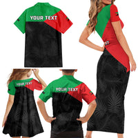 Personalized Martinique Family Matching Short Sleeve Bodycon Dress and Hawaiian Shirt Simple Style With Palm Leaf Pattern