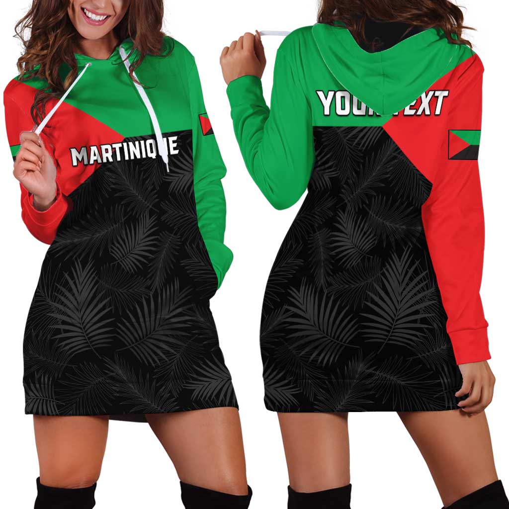 Personalized Martinique Hoodie Dress Simple Style With Palm Leaf Pattern