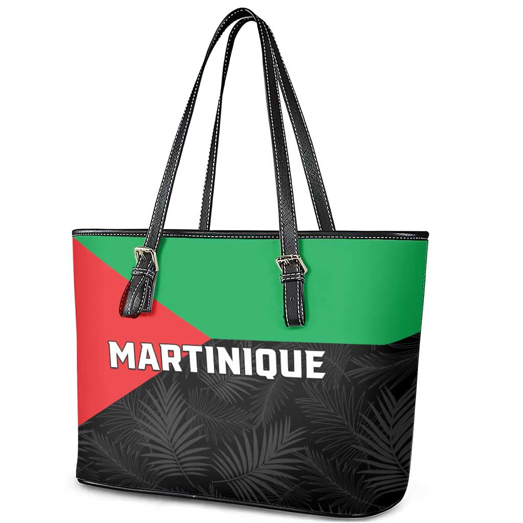 Martinique Leather Tote Bag Simple Style With Palm Leaf Pattern