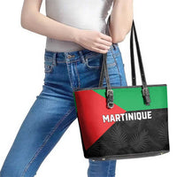 Martinique Leather Tote Bag Simple Style With Palm Leaf Pattern