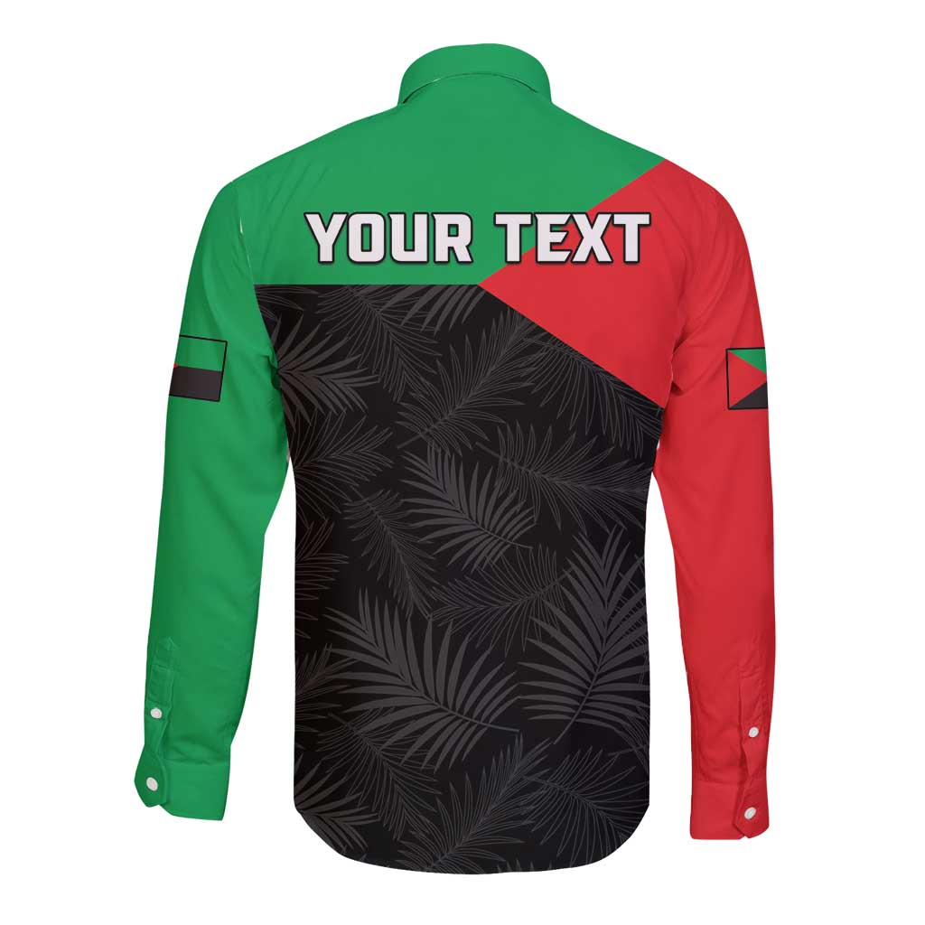 Personalized Martinique Long Sleeve Button Shirt Simple Style With Palm Leaf Pattern