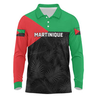 Personalized Martinique Long Sleeve Polo Shirt Simple Style With Palm Leaf Pattern
