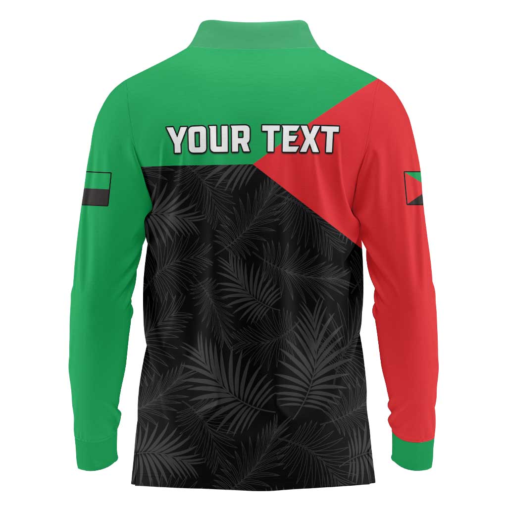 Personalized Martinique Long Sleeve Polo Shirt Simple Style With Palm Leaf Pattern