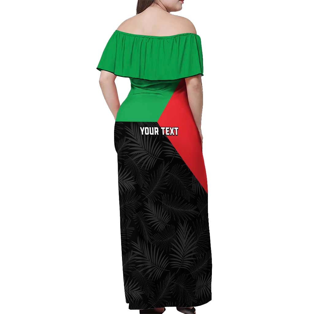 Personalized Martinique Off Shoulder Maxi Dress Simple Style With Palm Leaf Pattern