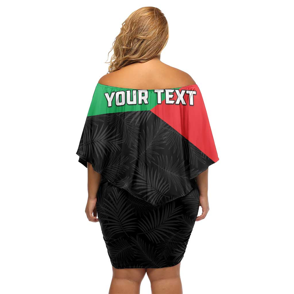 Personalized Martinique Off Shoulder Short Dress Simple Style With Palm Leaf Pattern