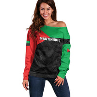 Personalized Martinique Off Shoulder Sweater Simple Style With Palm Leaf Pattern