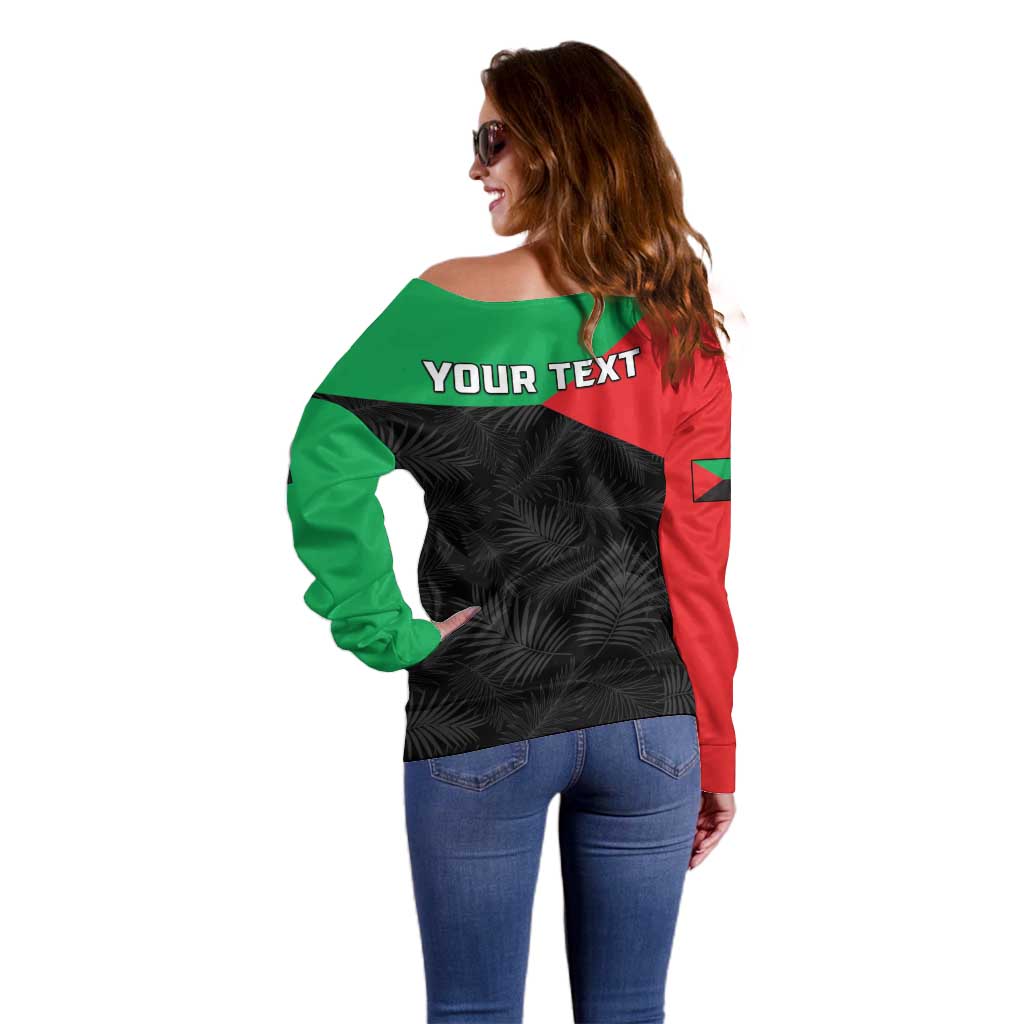 Personalized Martinique Off Shoulder Sweater Simple Style With Palm Leaf Pattern
