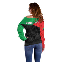 Personalized Martinique Off Shoulder Sweater Simple Style With Palm Leaf Pattern