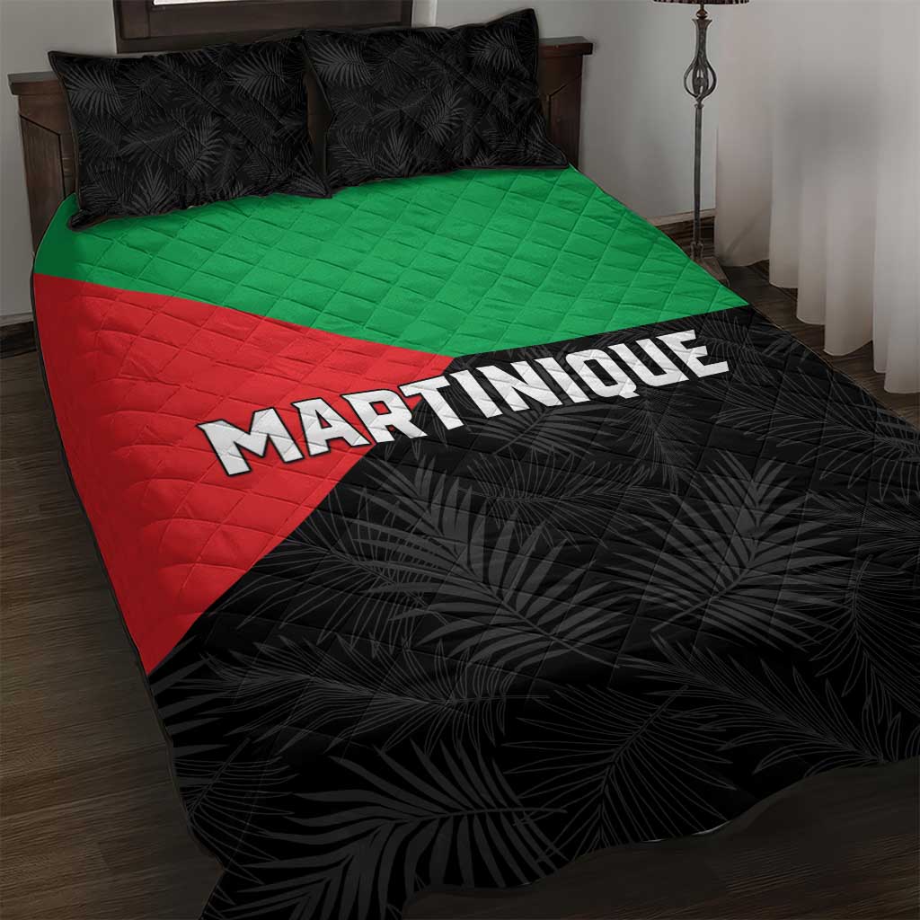 Martinique Quilt Bed Set Simple Style With Palm Leaf Pattern