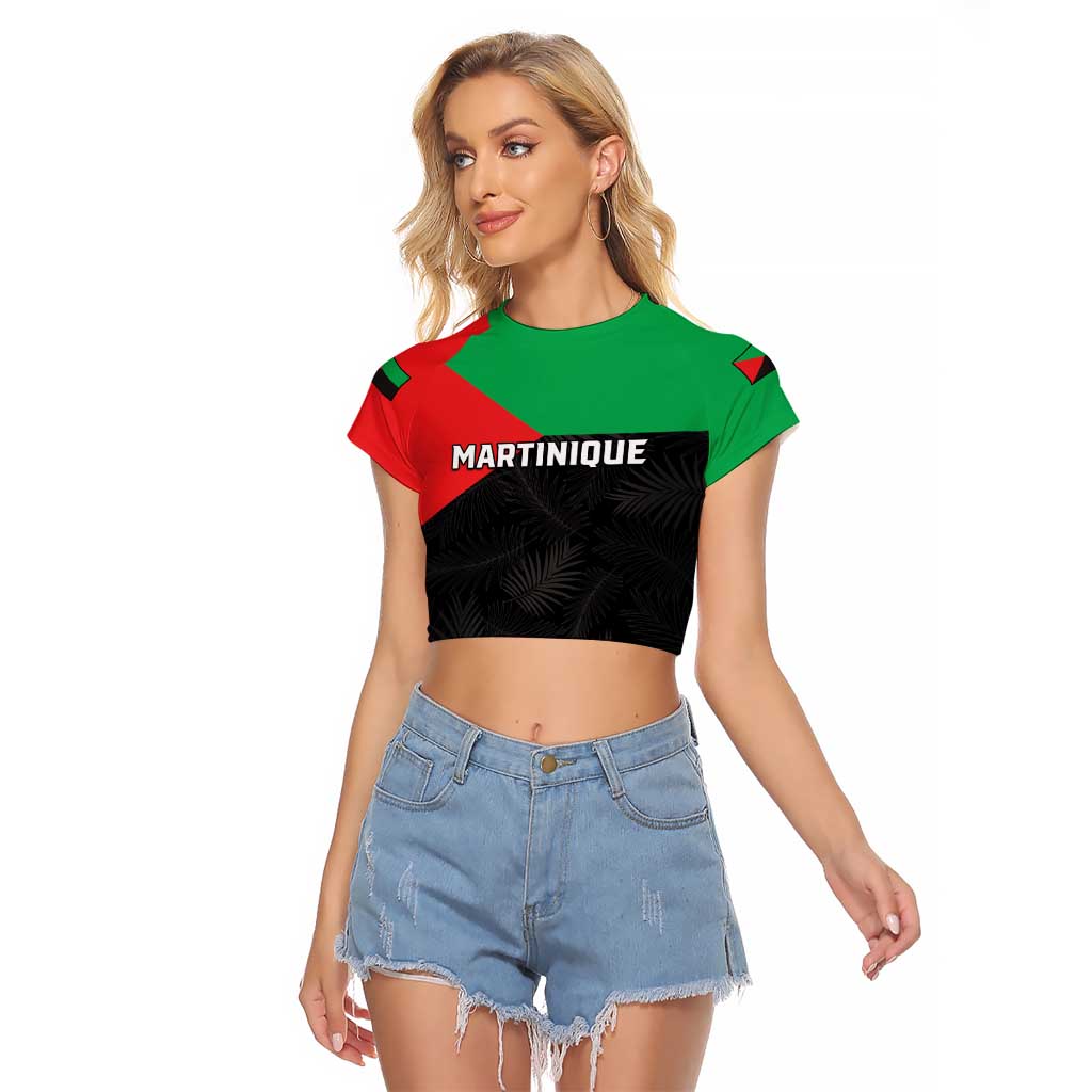 Personalized Martinique Raglan Cropped T Shirt Simple Style With Palm Leaf Pattern