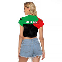 Personalized Martinique Raglan Cropped T Shirt Simple Style With Palm Leaf Pattern