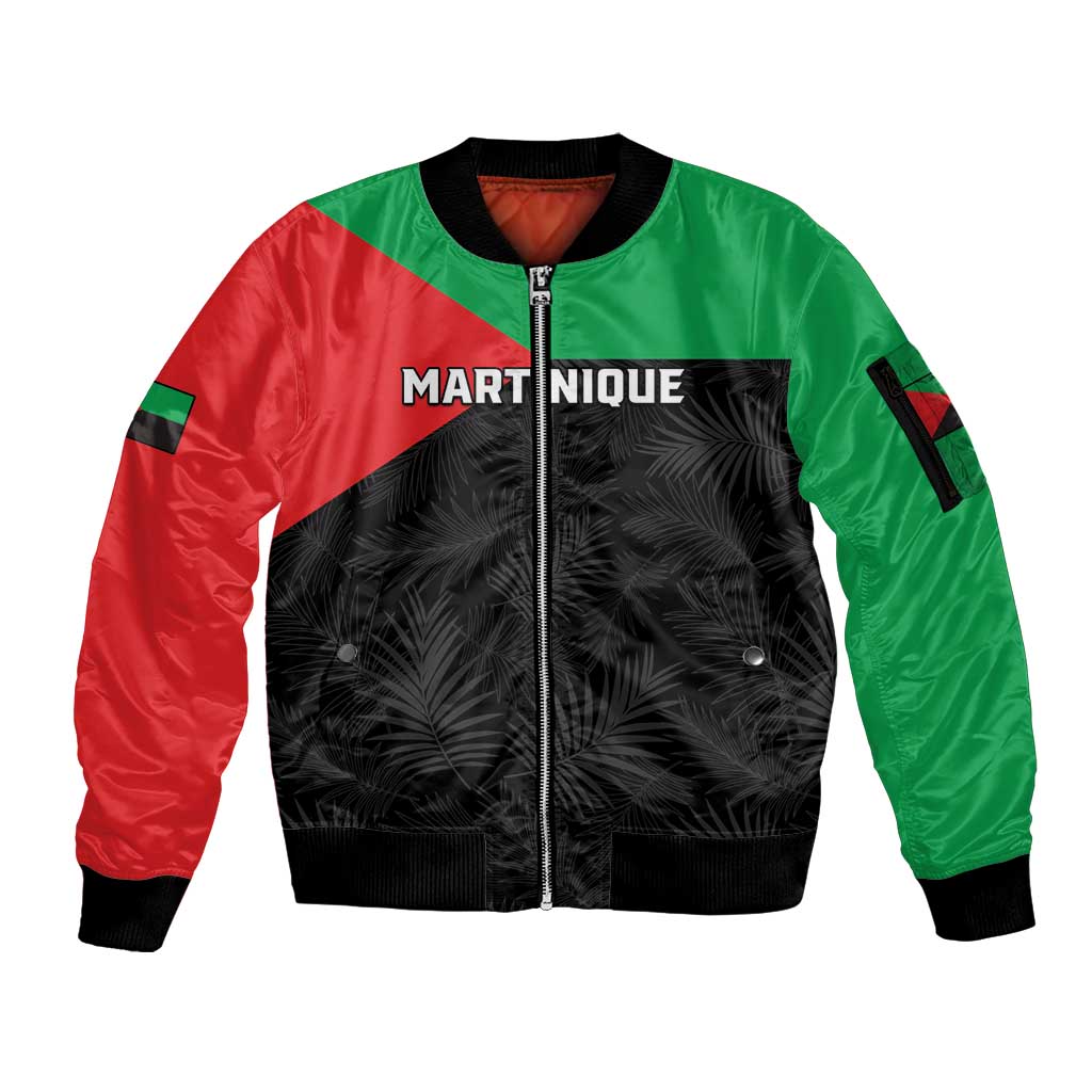 Personalized Martinique Sleeve Zip Bomber Jacket Simple Style With Palm Leaf Pattern