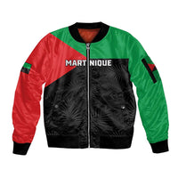 Personalized Martinique Sleeve Zip Bomber Jacket Simple Style With Palm Leaf Pattern