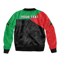 Personalized Martinique Sleeve Zip Bomber Jacket Simple Style With Palm Leaf Pattern