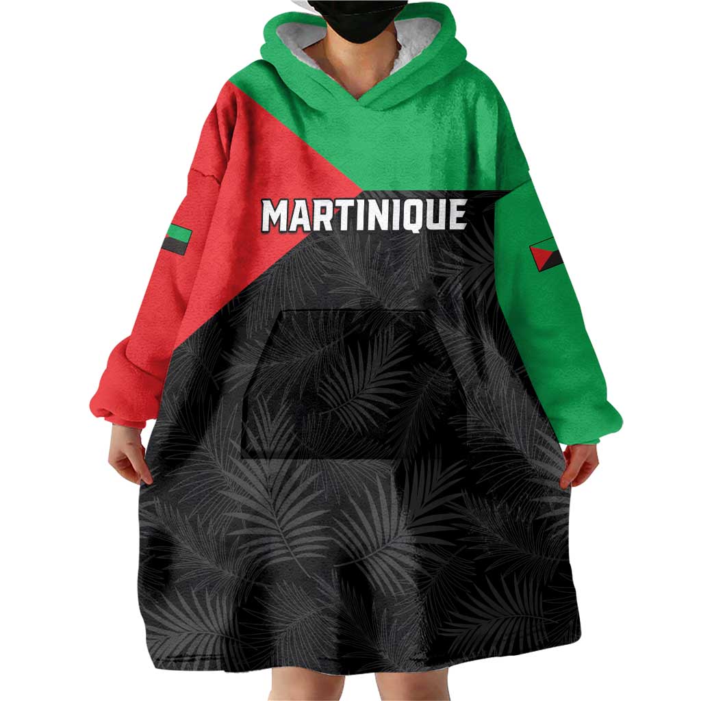 Personalized Martinique Wearable Blanket Hoodie Simple Style With Palm Leaf Pattern