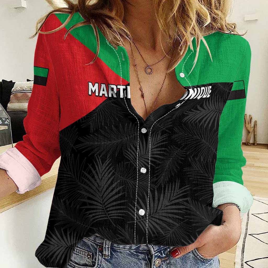 Personalized Martinique Women Casual Shirt Simple Style With Palm Leaf Pattern