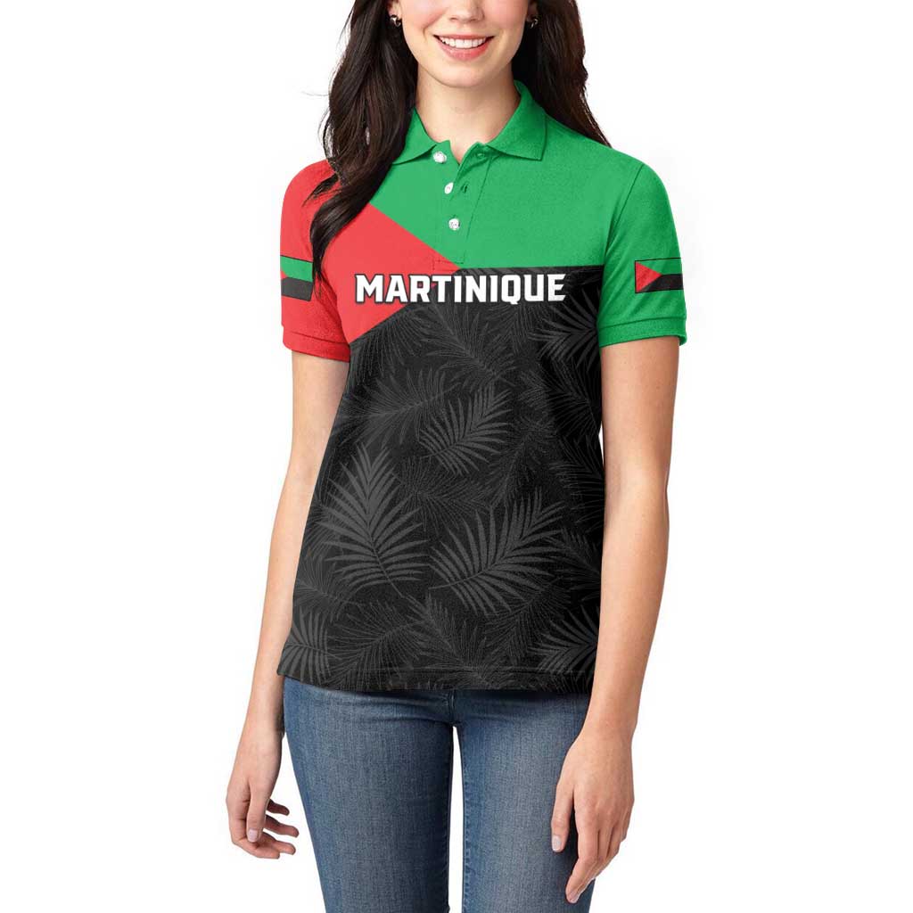 Personalized Martinique Women Polo Shirt Simple Style With Palm Leaf Pattern