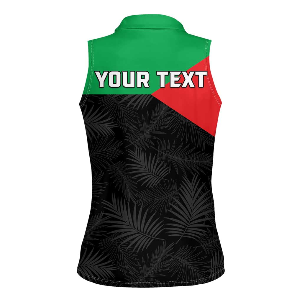 Personalized Martinique Women Sleeveless Polo Shirt Simple Style With Palm Leaf Pattern