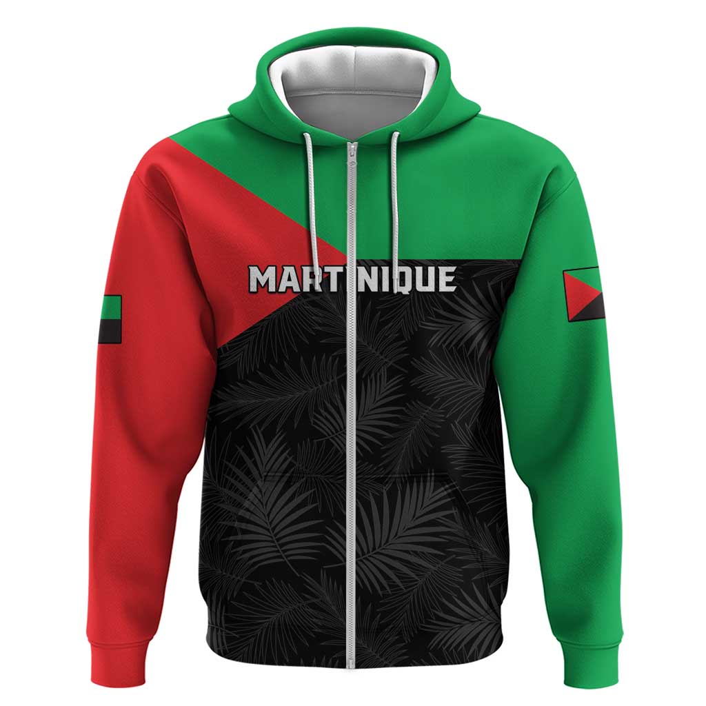 Personalized Martinique Zip Hoodie Simple Style With Palm Leaf Pattern